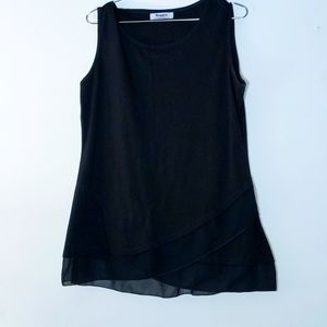 Black tank with gauze hem